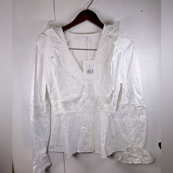 Rachel Parcell  Poplin Blouse  White  Size M - Picture 9 of 10